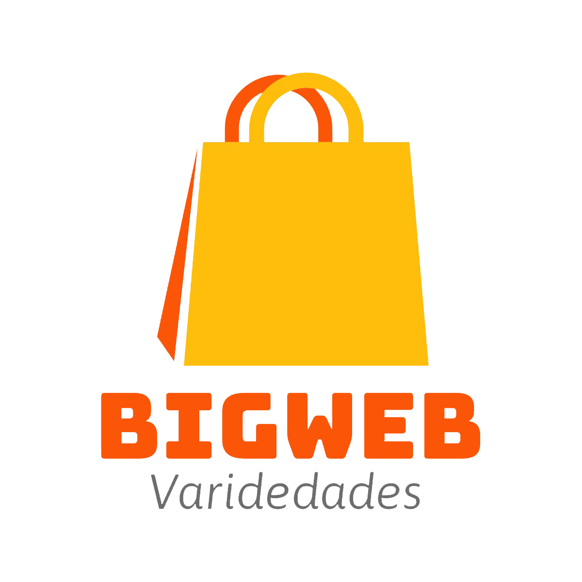 Logo contendo uma sacola de compras e o nome da empresa. O nome da empresa é BigWeb Variedades.